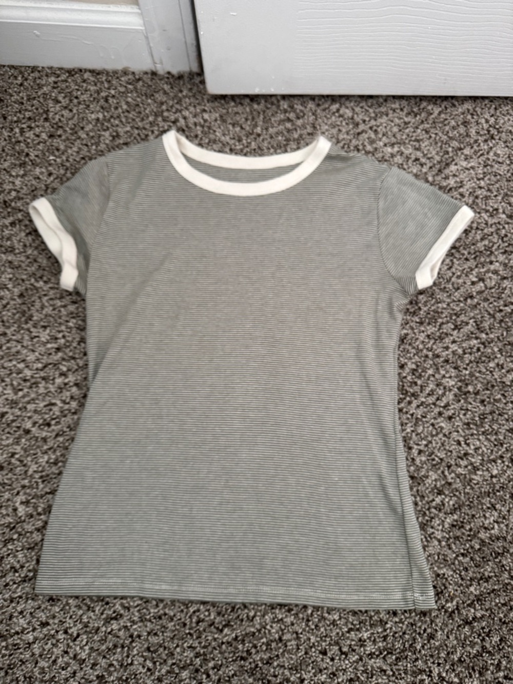 Arizona Jean Co Olive Green Stripe Tee with White Trim
